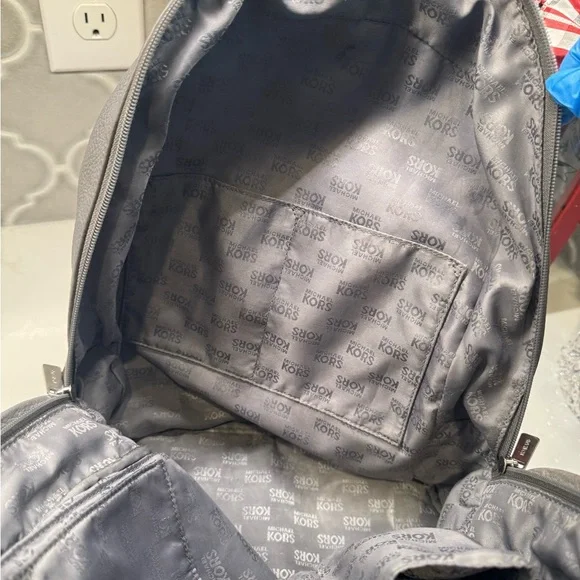 Michael Kors Gray Pebbled Leather Mini Backpack Purse Silver Hardware - Picture 12 of 12